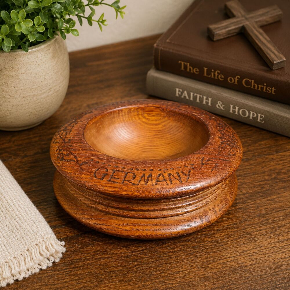 Vintage Hand Turned Wood Bowl Oberstdorf Germany Folk Art